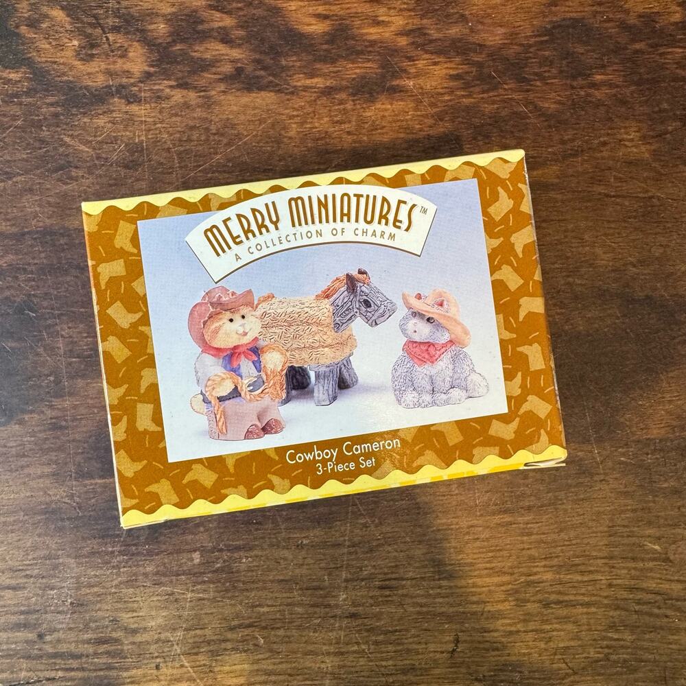 Hallmark 1995 Merry Miniatures Cowboy Cameron 3‎ pc figurine set NEW